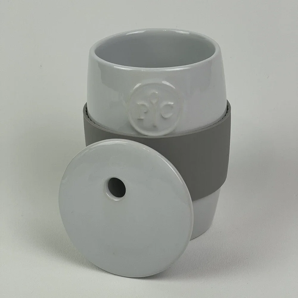 Pampered Chef Ceramic Egg Cooker Cup With Lid And Silicone Sleeve 1529